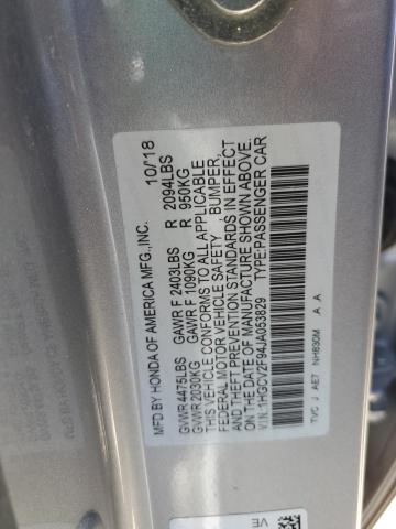 1HGCV2F94JA053829 - 2018 HONDA ACCORD TOURING SILVER photo 12