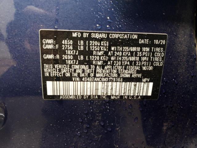 4S4BTANC6M3129188 - 2021 SUBARU OUTBACK LIMITED BLUE photo 13