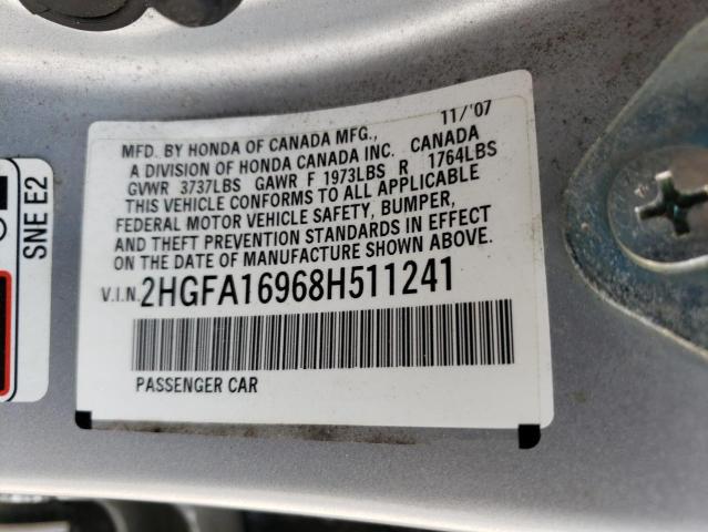 2HGFA16968H511241 - 2008 HONDA CIVIC EXL 银色 照片 13