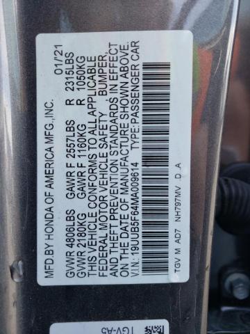 19UUB5F64MA009614 - 2021 ACURA TLX ADVANCE CHARCOAL photo 12