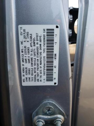 1HGCP2F45AA112370 - 2010 HONDA ACCORD LXP SILVER photo 12