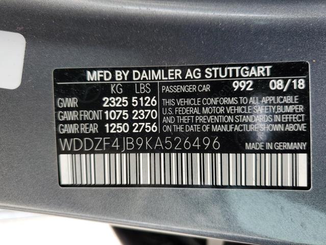 WDDZF4JB9KA526496 - 2019 MERCEDES-BENZ E 300 GRAY photo 12