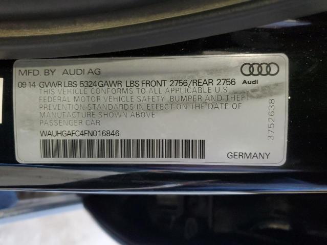 WAUHGAFC4FN016846 - 2015 AUDI A6 PRESTIGE შავი ფოტო 12