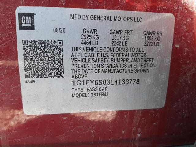 1G1FY6S03L4133778 - 2020 CHEVROLET BOLT EV LT RED photo 13