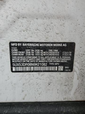 5UX53DP08N9K21082 - 2022 BMW X3 XDRIVE30I WHITE photo 13