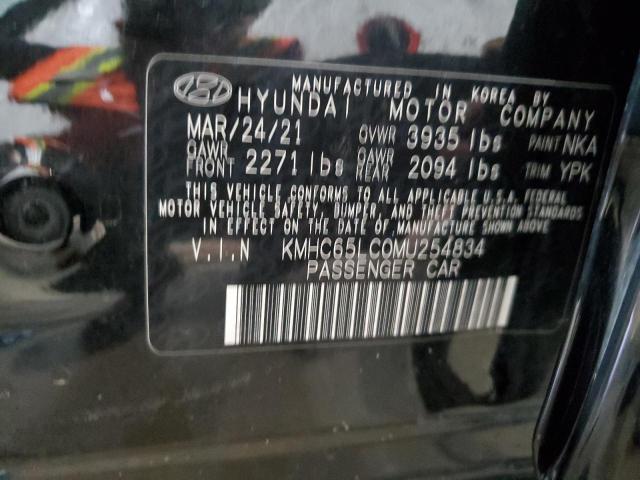 KMHC65LC0MU254834 - 2021 HYUNDAI IONIQ BLUE BLACK photo 13