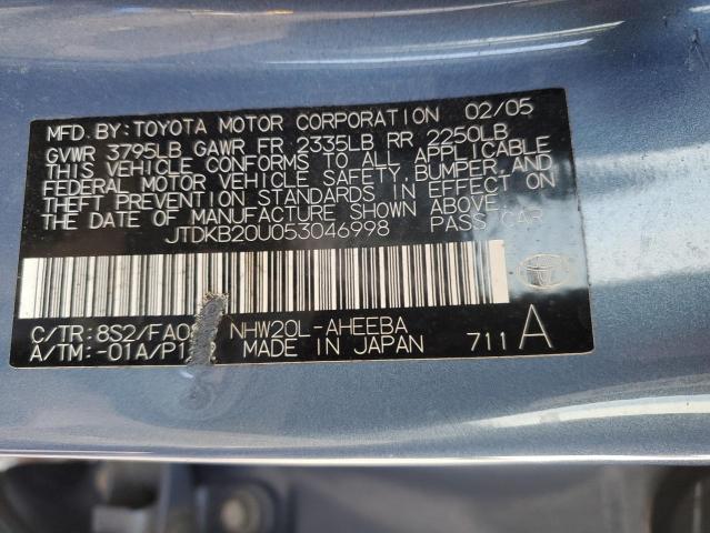 JTDKB20U053046998 - 2005 TOYOTA PRIUS BLUE photo 12