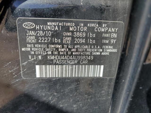 KMHDU4AD4AU998349 - 2010 HYUNDAI ELANTRA BLUE BLACK photo 13