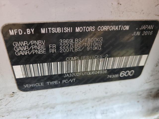 JA32U2FU1GU604936 - 2016 MITSUBISHI LANCER ES WHITE photo 12