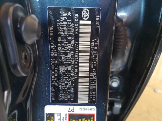 4T1BF1FK2EU398779 - 2014 TOYOTA CAMRY L BLUE photo 12