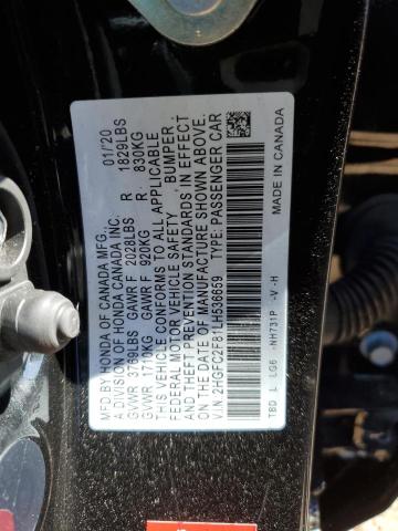 2HGFC2F81LH536659 - 2020 HONDA CIVIC SPORT 黑色 照片 12