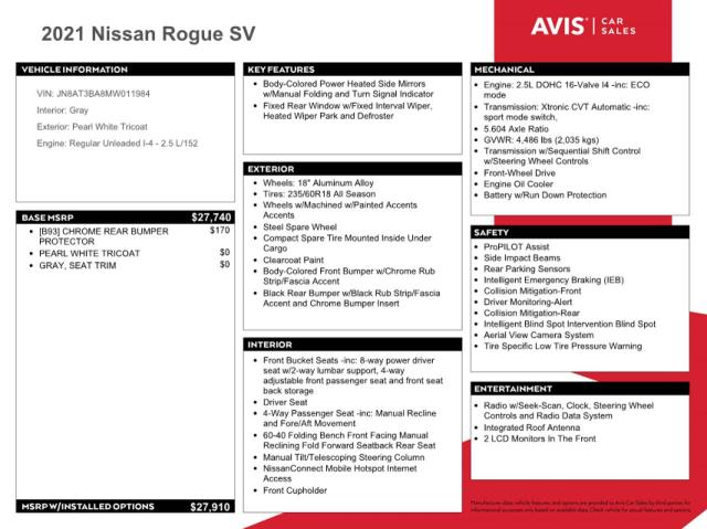 JN8AT3BA8MW011984 - 2021 NISSAN ROGUE SV WHITE photo 13