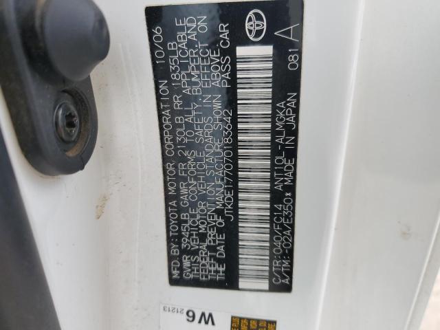 JTKDE177070183642 - 2007 TOYOTA SCION TC 白色 照片 12