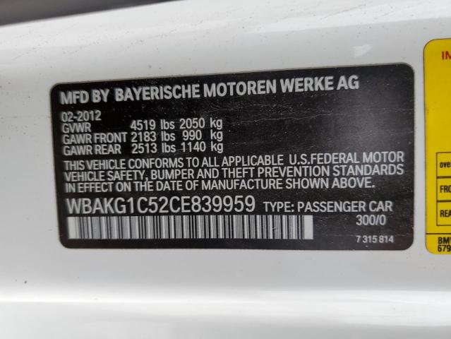 WBAKG1C52CE839959 - 2012 BMW 335IS I SULEV WHITE photo 12