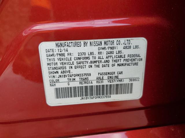 JN1BV7AP0FM337559 - 2015 INFINITI Q50 BASE RED photo 13