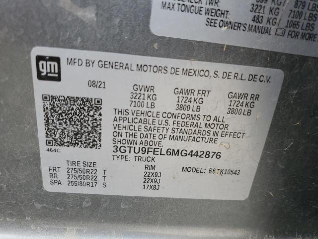 3GTU9FEL6MG442876 - 2021 GMC SIERRA K1500 DENALI GRAY photo 13