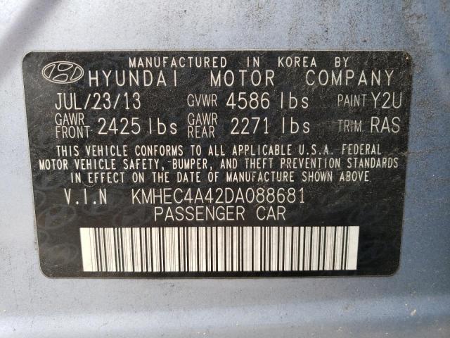 KMHEC4A42DA088681 - 2013 HYUNDAI SONATA HYBRID BLUE photo 12