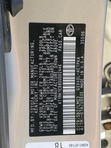 4T1BK1EB8DU002446 - 2013 TOYOTA AVALON BASE 棕色 照片 12