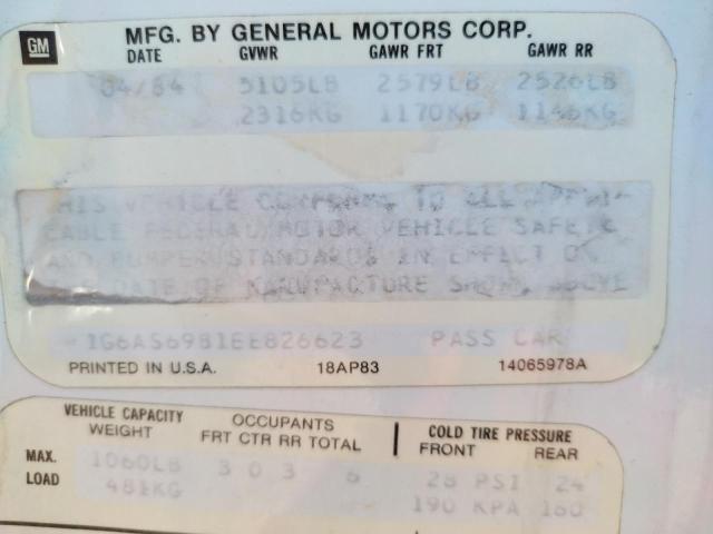 1G6AS6981EE826623 - 1984 CADILLAC SEVILLE WHITE photo 13