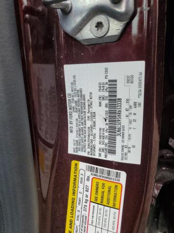 3LN6L5E95HR653338 - 2017 LINCOLN MKZ RESERVE BURGUNDY photo 12