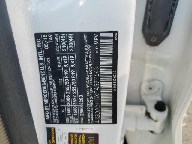 4JGDA5HBXFA577649 - 2015 MERCEDES-BENZ ML 350 4MATIC WHITE photo 13