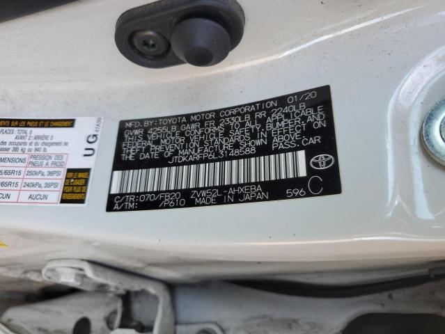 JTDKARFP6L3148588 - 2020 TOYOTA PRIUS PRIM LE WHITE photo 12