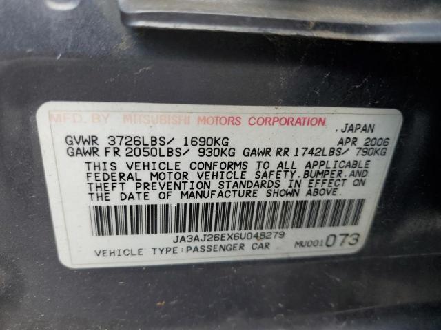 JA3AJ26EX6U048279 - 2006 MITSUBISHI LANCER ES GRAY photo 12