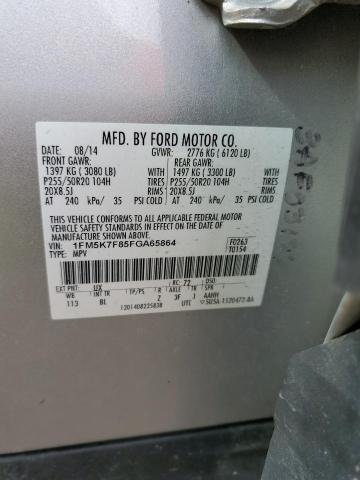 1FM5K7F85FGA65864 - 2015 FORD EXPLORER LIMITED SILVER photo 12