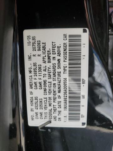 19UUA66236A006504 - 2006 ACURA 3.2TL BLACK photo 12