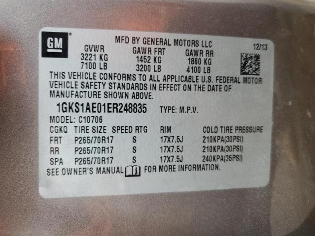 1GKS1AE01ER248835 - 2014 GMC YUKON SLE BROWN photo 12