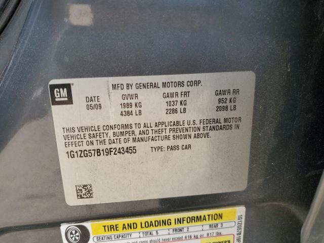 1G1ZG57B19F243455 - 2009 CHEVROLET MALIBU LS GRAY photo 13