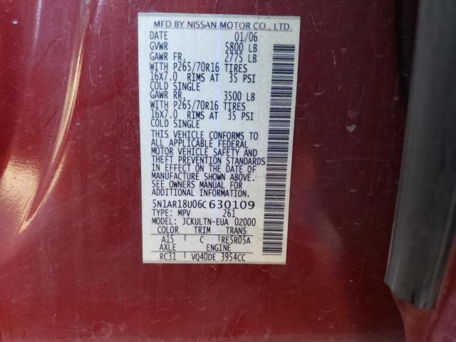 5N1AR18U06C630109 - 2006 NISSAN PATHFINDER LE 红色 照片 14