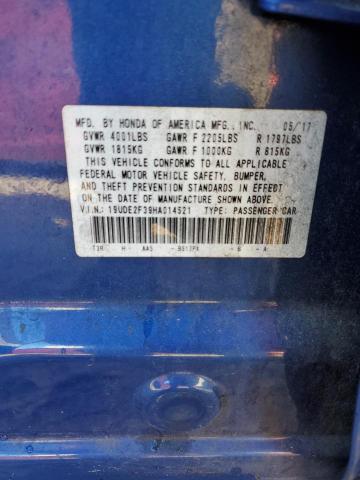 19UDE2F39HA014521 - 2017 ACURA ILX BASE WATCH PLUS BLUE photo 12