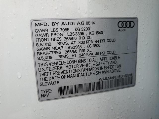 WA1LMAFE0ED020236 - 2014 AUDI Q7 PREMIUM PLUS Ağ foto 14