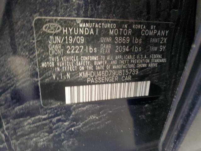 KMHDU46D79U815739 - 2009 HYUNDAI ELANTRA GLS BLUE photo 12