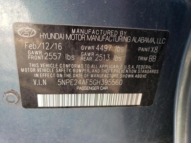 5NPE24AF5GH395560 - 2016 HYUNDAI SONATA SE BLUE photo 13