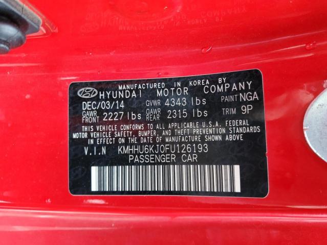 KMHHU6KJ0FU126193 - 2015 HYUNDAI GENESIS CO 3.8L RED photo 12