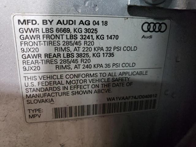 WA1VAAF74JD040812 - 2018 AUDI Q7 PRESTIGE SILVER photo 14