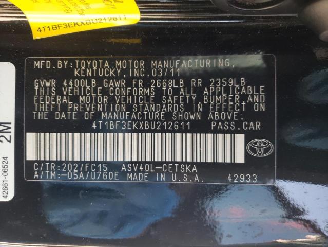 4T1BF3EKXBU212611 - 2011 TOYOTA CAMRY BASE BLACK photo 12