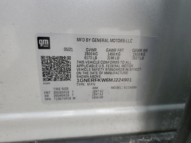 1GNERFKW6MJ224901 - 2021 CHEVROLET TRAVERSE LS SILVER photo 14