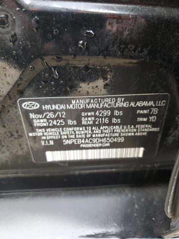 5NPEB4AC9DH650499 - 2013 HYUNDAI SONATA GLS BLACK photo 12