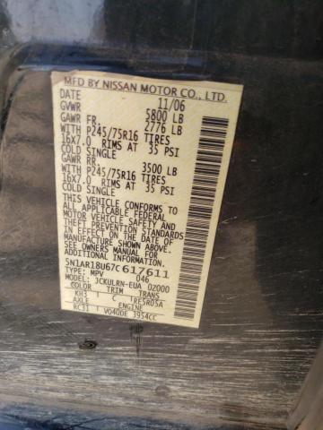 5N1AR18U67C617611 - 2007 NISSAN PATHFINDER LE შავი ფოტო 13