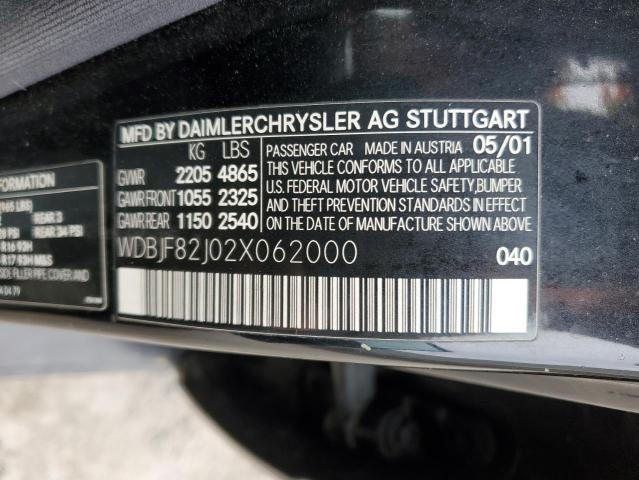 WDBJF82J02X062000 - 2002 MERCEDES-BENZ E 320 4MATIC BLACK photo 12