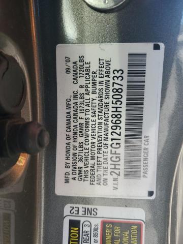 2HGFG12968H508733 - 2008 HONDA CIVIC EXL CHARCOAL photo 12