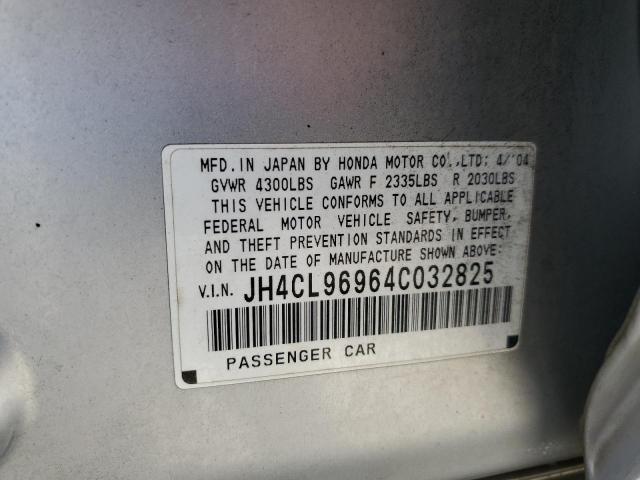 JH4CL96964C032825 - 2004 ACURA TSX SILVER photo 12