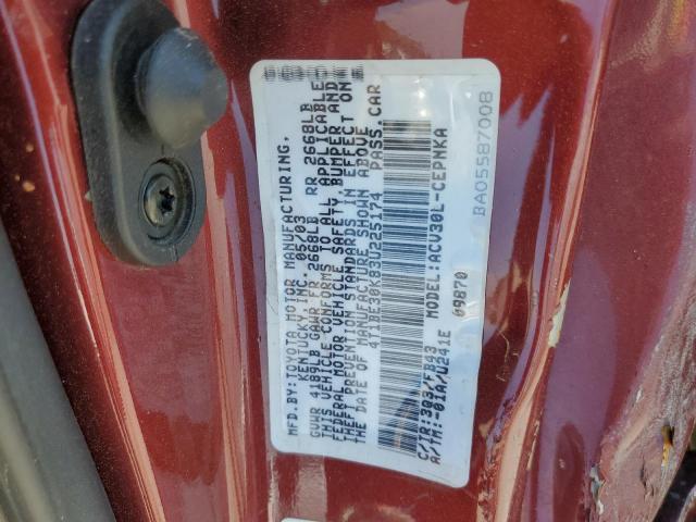 4T1BE30K83U225174 - 2003 TOYOTA CAMRY LE RED photo 13