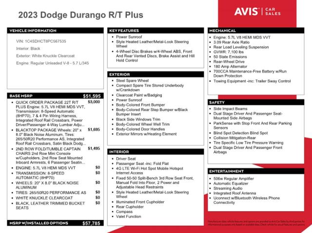 1C4SDHCT8PC567535 - 2023 DODGE DURANGO R/T WHITE photo 13