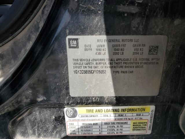 1G1ZC5E05CF175052 - 2012 CHEVROLET MALIBU 1LT 黑色 照片 12