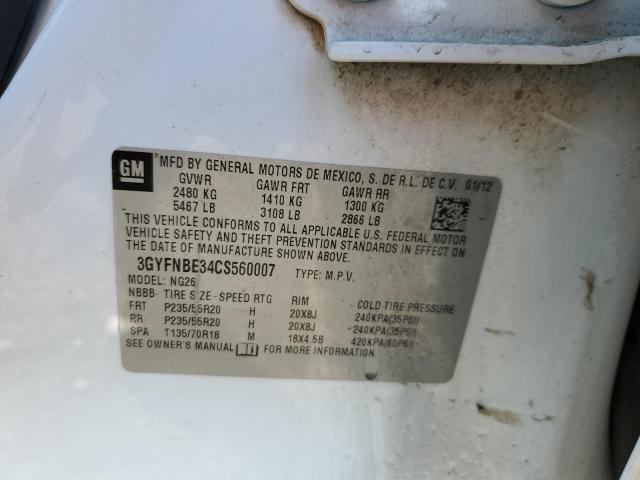 3GYFNBE34CS560007 - 2012 CADILLAC SRX PERFORMANCE COLLECTION თეთრი ფოტო 13