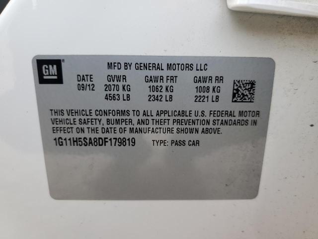 1G11H5SA8DF179819 - 2013 CHEVROLET MALIBU LTZ Beyaz fotoğraf 13